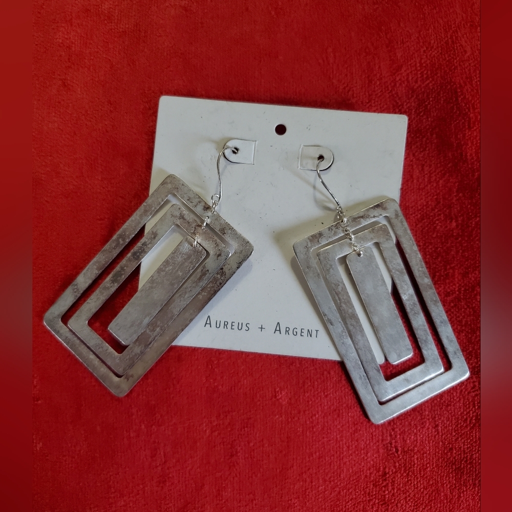 NWT Aureus + Argent | Dangling Rectangles Earrings Silver